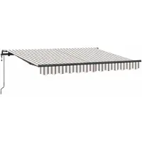 vidaXL Uitschuifbare luifel Lichtgrijs en wit 500 × 350 cm