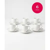 Vtwonen - Basic - Set van 6 - Kopjes en schotels - Wit - Porselein