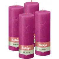Bolsius - Rustieke Stompkaarsen - 4 Stuks - Fuchsia Roze - 19cm - 85 branduren