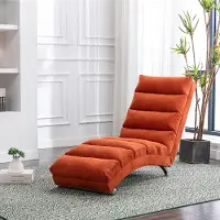 HAUSS SPOLE Ligbank - Relax Massagelounge - Chaise Longue - Ergonomische Massage & Trilling - 55x148x84 cm - Voor Woonkamer - Linnen Oranje