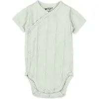 Lodger Romper met korte mouwen - Pointelle - Bruin - Maat 68 - bio katoen - Overslag romper