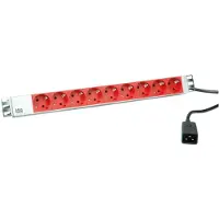 Bachmann 19-inch stekkerdoos met 9 stopcontacten, voorzien van aardingscontacten voor C20-stekkers, zilverkleurig