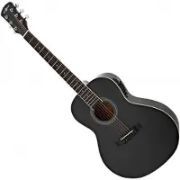 Gear4Music Parlour Left Handed Electro Acoustic Guitar by Black