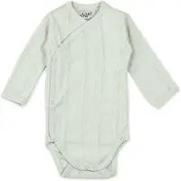 Lodger Romper met lange mouwen - Pointelle - Groen - Maat 56 - bio katoen - Overslag romper