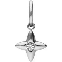 Lucardi Dames Stainless steel bedel ster met kristal - Hanger - Staal - Zilverkleurig
