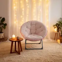 OKWISH Vouwstoel 98 x 72 x 82 cm - Opvouwbaar En Zacht Comfort - Binnen En Buiten - Stof En Metaal - Roze