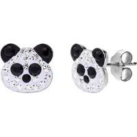 Lucardi Kinder Zilveren kinderoorknoppen Panda - Oorbellen - 925 Zilver - Zilverkleurig