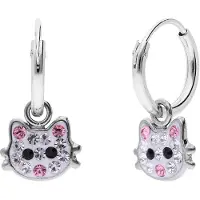 Lucardi Kinder Zilveren kinderoorringen Kat 10mm - Oorbellen - 925 Zilver - Zilverkleurig
