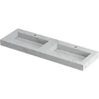 Ink Pitch Wastafel Keramische Slab Bak Dubbel met Drain en Front en Side Skirts 2 Kraangaten - 1400x450x90 mm - Calacatta Mat