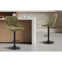 MORI Barstoel/Barkruk '' in Ote stof Groen - H 100-121 x B 51 x D 53 cm - Counterstoel - Set van 2