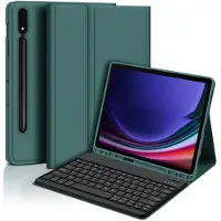 INF Bluetooth-toetsenbordhoes + Toetsenbord Compatibel met Samsung Galaxy Tab S7 FE 5G 12.4 inch - Donkergroen