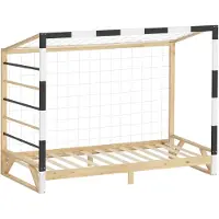 ML-Design | Kinderbed in de vorm van een voetbaldoel, 90 x 200 cm, van massief grenenhout; houten bed met lattenbodem en doelnet; handbaldoel