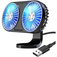 VHV - Autoventilator - usb autoventilator achterbank - USB oplaadbaar, stil, met LED verlichting - voor auto, achterbank, camper