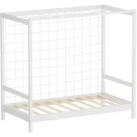 ML-Design Kinderbed voetbaldoel 80x160 cm wit eenpersoonsbed voor kinderen houten bed met lattenbodem & doelnet handbaldoel