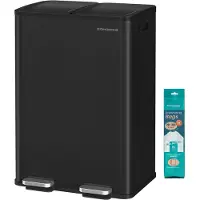 Songmics - Prullenbak - Pedaalemmer - Prullenbak voor Keuken - 2 Vakken van 30L - Softclose Deksel - Inclusief Binnenemmers