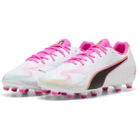 Puma King 20 Match Gras / Kunstgras Voetbalschoenen (MG) Kids Wit Felroze Blauw Geel