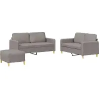 vidaXL 3-delige Loungeset met kussens stof taupe