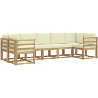 vidaXL Buiten bank set 7 st Wit en crèmekleurig