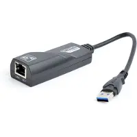 Gembird USB-A naar RJ45 Gigabit Ethernet LAN adapter - USB3.0 - CAT6 / zwart - 0,10 meter