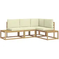 vidaXL Buiten bank set 3 Stuk Wit en crèmekleurig Polyester