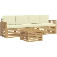 vidaXL Buiten bank set 5 st Wit en crèmekleurig Polyester
