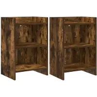vidaXL Nachttafels 2 st Gerookt eiken 40 x 30 x 60 cm Bewerkt hout