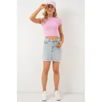 Big Dart Slim Fit Mini Jeansrok met Knopen