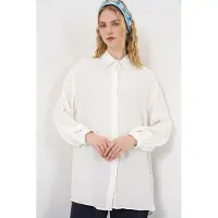 Bigdart Oversized Textuur Lange Blouse met Shirtkraag