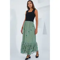 Big Dart Geprinte Maxi Rok met Bloemenmotief