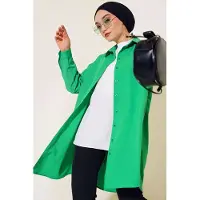 Big Dart Lange Poplin Shirt met Knopsluiting