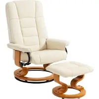 HOMCOM -Relaxfauteuil met voetenbank-76x85x104cm-Synthetische hoes-Crème