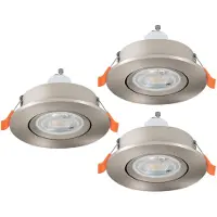 Eglo Set Van 3 Inbouwspots Barranco Nikkel Ø 9cm 4 5w 3000k