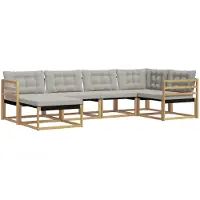 vidaXL Buiten bank set 6 st Wit en Lichtgrijs Massief Acacia Hout