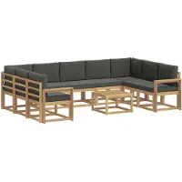 vidaXL Buiten bank set 10 st Wit en antracietkleurig Polyester