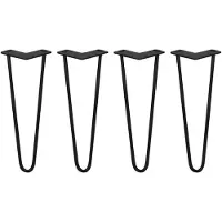 Monster 4 x 35,5cm Hairpin retro pootjes tafelpoten pinpoten - 2 staven - 10mm - zwart