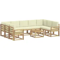 vidaXL Buiten bank set 10 st Wit en crèmekleurig Polyester