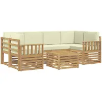 vidaXL Buiten bank set 7 st Wit en crèmekleurig Polyester