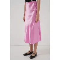 Bigdart Satijnen A-Lijn Midi Rok met Elastische Taille