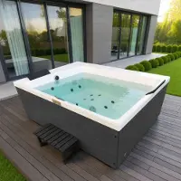 Badstuber Korfu buiten whirlpool rechthoekig 190x140x70cm antraciet