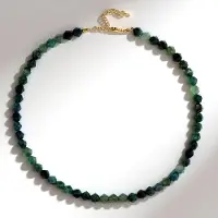 Cavill - Halsketting 925 Sterling Zilver - 8mm Facetgeslepen Indiase Mosagaat 1 34 Ct - Vergulde Sluiting - Elegante Groene Edelsteen Dames