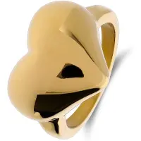 Lucardi Dames Stainless steel goldplated ring hart - Ring - Staal - Goudkleurig - 17 / 53 mm