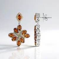 Cavill - 925 Sterling Zilver Oorbellen - Citrien 3,78 ct & Zirkonia Pavé 0,52 ct - Ovaal Geslepen Edelstenen - Stijlvol & Elegant