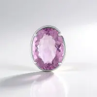 Cavill - Zilveren Hanger met Roze Fluoriet Ovaal 11,1 ct - 925 Sterling Zilver Platina Plating - Elegante Natuurlijke Edelsteen Sieraden voor Dames