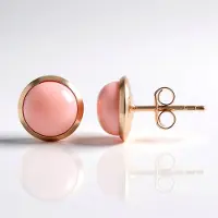 Cavill - Zilveren oorbellen met roze opalen - 925 Sterling zilver rosé verguld - 2 x 8mm ronde cabochon - 2,89 ct - elegante bezelzetting