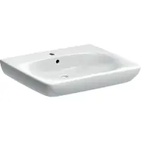 Geberit Renova Comfort wastafel 650 mm x 550 mm met centraal kraangat met overloop wit 258565000