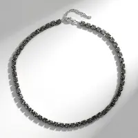Cavill - Zilveren Halsketting - 925 Sterling Zilver Gerhodineerd - Zwarte Hematiet 102 412 ct - Elegante Gefacetteerde Kralen - Dames Sieraad 45 cm