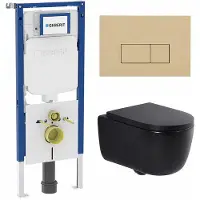 Geberit QeramiQ Dely Swirl Toiletset - 36.3x51.7cm - UP720 Duofix Sigma inbouwreservoir - slimzitting - bedieningsplaat beige - rechthoekige knoppen - beige SW1237202/SW1102366/SW1000768/SW1026258