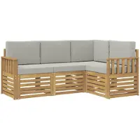 vidaXL Buiten bank set 4 st Wit en Lichtgrijs Polyester