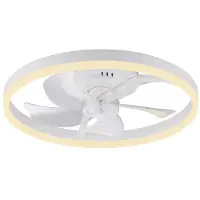 JUST LIGHT LED plafondventilator Rita wit, CCT, afstandsbediening, Ø 50 cm Rita, dimbaar, wit / opaal, Woon-/ Eetkamer, metaal, Modern