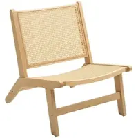 STILVORA Fauteuil 64 x 70 x 74 cm - Zonder Armleuning Met Rotan Zitting En Rugleuning - Voor Woonkamer En Slaapkamer - Hout - Naturel Hout